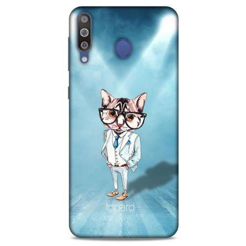 Samsung Galaxy M30 Kılıf FunnyMaX (40) Fit Silikon Kılıf Açık Mavi Kedi