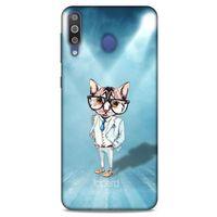 Samsung Galaxy M30 Kılıf FunnyMaX (40) Fit Silikon Kılıf Açık Mavi Kedi