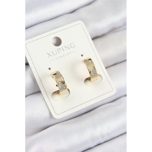 Xuping Zirkon Taşlı Desenli Halka Model Gold Renk Kadın Küpe