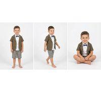 2-5 Yaş Ceketli Keten Kumaş 3lü Çocuk Takımı