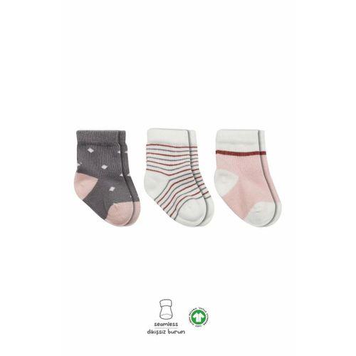 3'lü Penye Kız Soket Çorap Bs10112 Gri