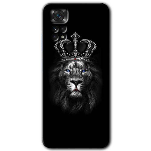 Xiaomi Redmi Note 11s 5G Global Kılıf HD Desen Baskılı Arka Kapak+Temperli Cam - King Lion