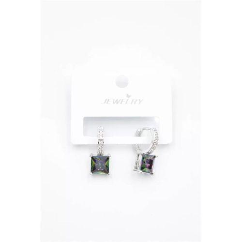 Kare Taşlı Küpe - Gümüş