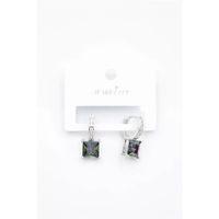 Kare Taşlı Küpe - Gümüş