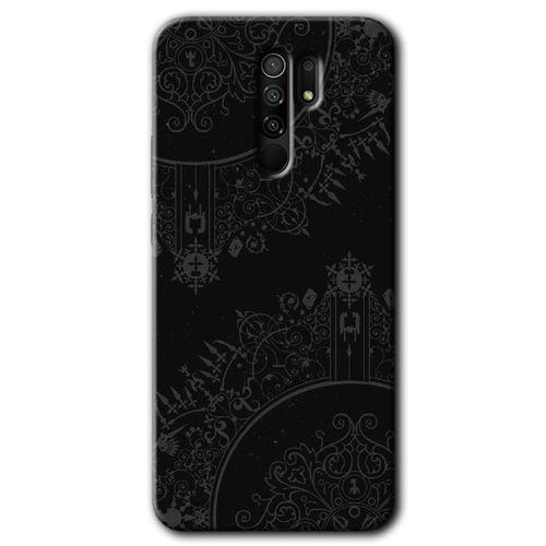 Xiaomi Redmi 9 HD Baskılı Kılıf + 9D Tam Ekran Koruyucu - Siyah Mandala