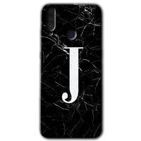 GM 10 Kılıf HD Desen Baskılı Arka Kapak - Siyah Mermer Desenli J Harfi + Kırılmaz Cam