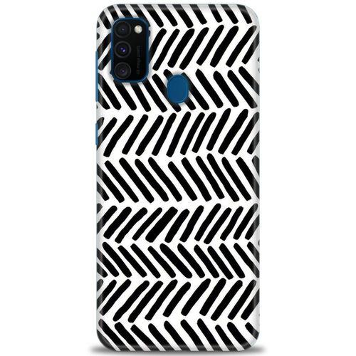 Samsung Galaxy M21 Kılıf HD Baskılı Kılıf - Siyah Çubuklar + Tam Ekran Koruyucu