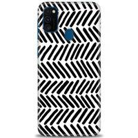 Samsung Galaxy M21 Kılıf HD Baskılı Kılıf - Siyah Çubuklar + Tam Ekran Koruyucu