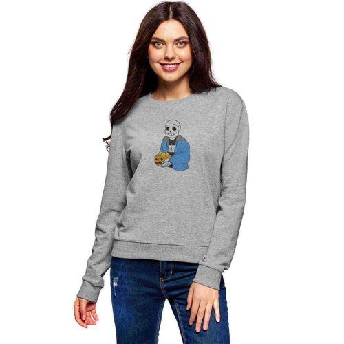 Undertale Lemons EION Baskılı Gri Kadın Sweatshirt