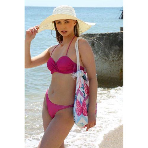Kadın Dönmeli Straplez Fuşya Bikini