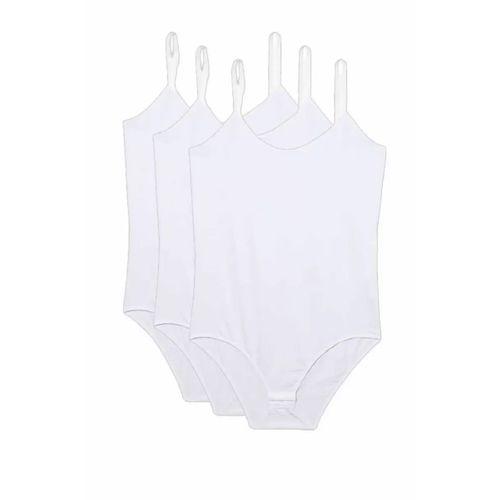 3 Adet İp Askılı Kadın Çıtçıtlı Body Beyaz