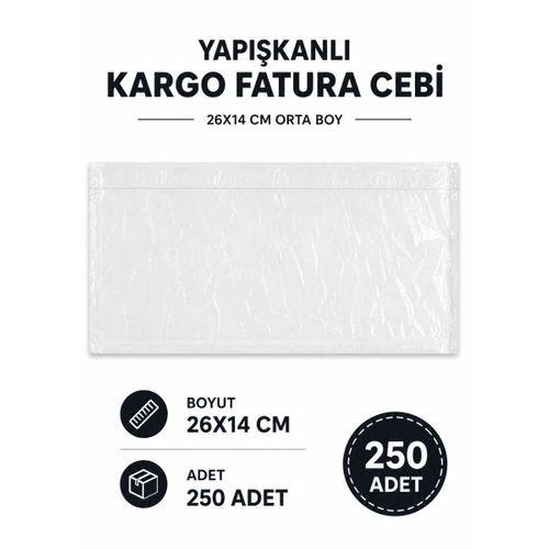 26x14 Cm Orta Boy Yapışkanlı Kargo Fatura Cebi 250 Adet