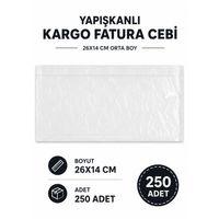 26x14 Cm Orta Boy Yapışkanlı Kargo Fatura Cebi 250 Adet