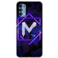 OPPO Oppo Reno 4 Kılıf HD Desen Baskılı Arka Kapak - Dark Neon Yaprak M Harfi