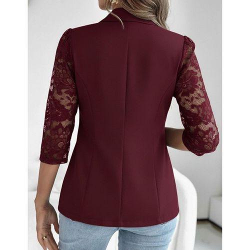 Kadın Uzun Kollu Truvakar Kol önden Düğmeli Cepli Dantelli Atlas Ceket