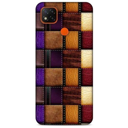 Xiaomi Redmi 9C Kılıf Patchwork (13) Silikon Kap Mor Turuncu