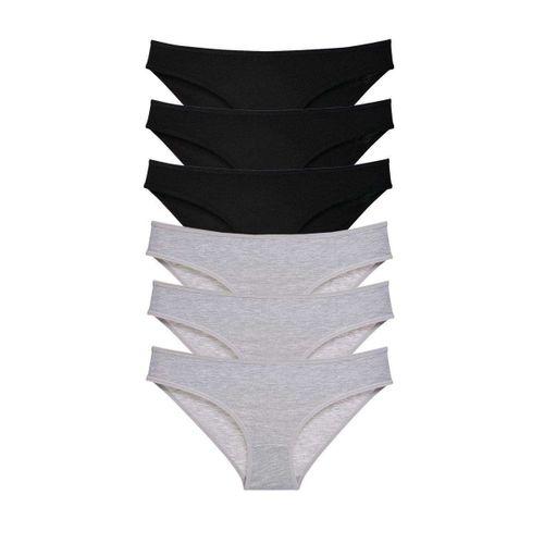 6 adet Süper Eko Set Likralı Kadın Slip Külot Siyah Gri
