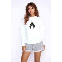 Aquaman Symbol Stencil Thumb Baskılı Beyaz Kadın Sweatshirt