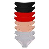 8 Adet Süper Eko Set Likralı Kadın Slip Külot Siyah Kırmızı Ten Gri