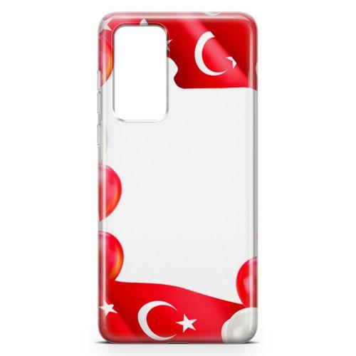 Huawei P40 Kılıf Balonlar Türkiye Bayrağı Arka Kapak Koruma Desenli Full Koruyucu