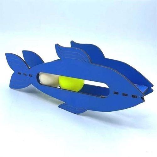 Kediler İçin Ahşap 2 Toplu Eğimli Sevimli Balık Şeklinde Eğitim Amaçlı Oyuncak