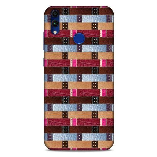 Huawei Honor 8C Kılıf Patchwork (45) Liquid Air Kılıf Bordo Gri