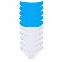 10 adet Süper Eko Set Likralı Kadın Slip Beyaz Mavi