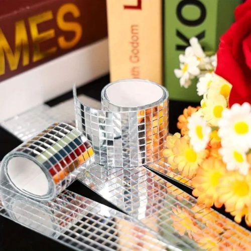 Gümüş Renk Aynalı Dekor Bandı Kendinden Yapışkanlı 1 Metre X 4 Cm