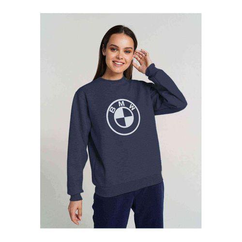 Araba Bmw Black Logo Baskılı Indigo Mavi Kadın Sweatshirt