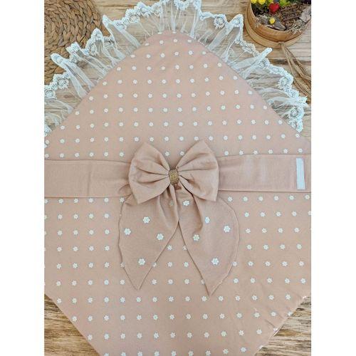 Yenidoğan Papatya Desenli Trilüks Unisex Kundak Bebek Battaniyesi Kahverengi
