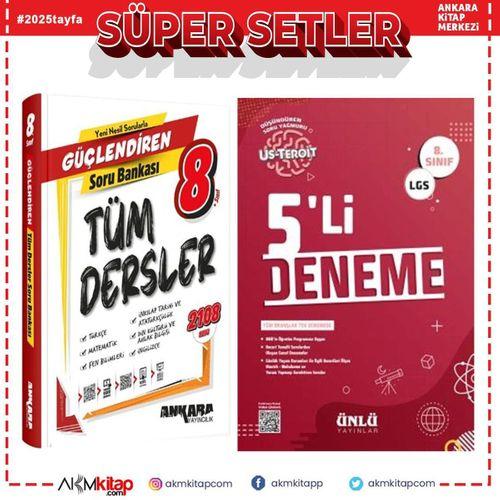 Ankara Yayıncılık 8. Sınıf Tüm Dersler Güçlendiren Soru Bankası ve Ünlü 5 li Deneme Seti 2 Kitap