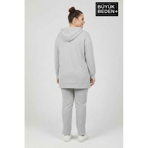 Büyük Beden Kapşonlu NY Newyork Baskılı Tunik ince Sweatshırt  SPR26BTK991-1