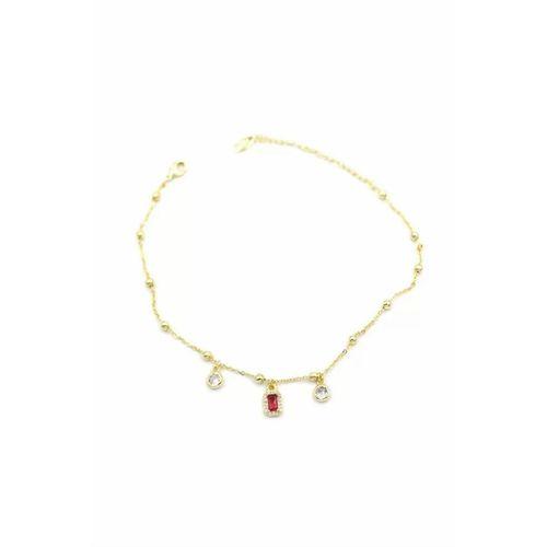 Renkli Taşlı Halhal - Kırmızı