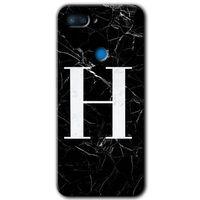 Xiaomi Mi 8 Lite Kılıf HD Desen Baskılı Arka Kapak - Siyah Mermer Desenli H Harfi
