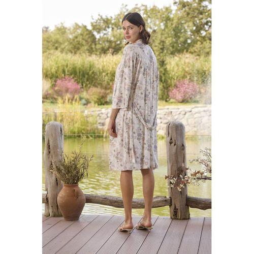 Çiçek Desenli Ve Dantelli Sabahlık Takımı