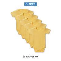 Sarı Yarım Kol Body Zıbın 2-7 YAŞ Çocuklar İçin (5 ADET) Alttan Çıtçıtlı Özel Gereksinimli