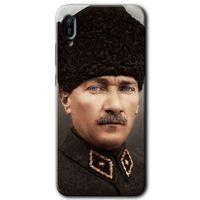 Huawei Y6 2019 Kılıf Baskılı Kapak - Başkomutan Atatürk + 5D Tam Kaplayan Cam