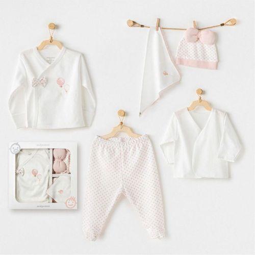 Andywawa Andywawa AC25550 Newborn Set Pınk Baloons 5'Li Hastane Çıkışı Ekru
