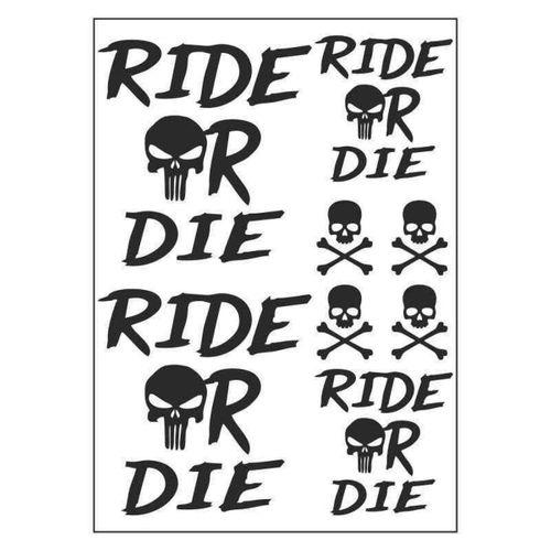 SEVGENT A4 Sticker 127 Tek Paket Çoklu Ride Or Die Siyah