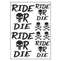 SEVGENT A4 Sticker 127 Tek Paket Çoklu Ride Or Die Siyah
