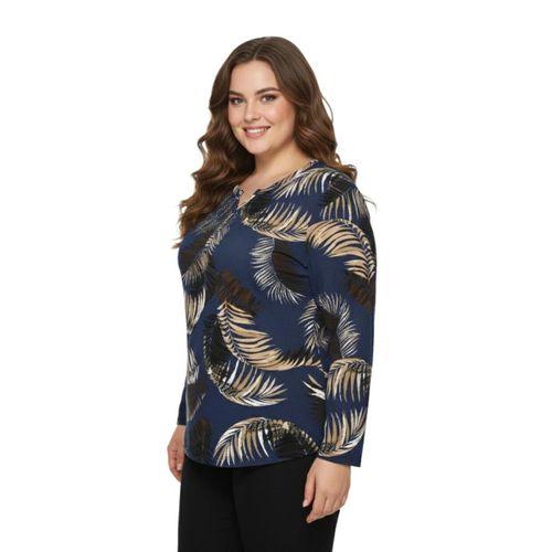 Kadın V Yaka Baskılı 2 Düğmeli Bluz BGL-ST05097