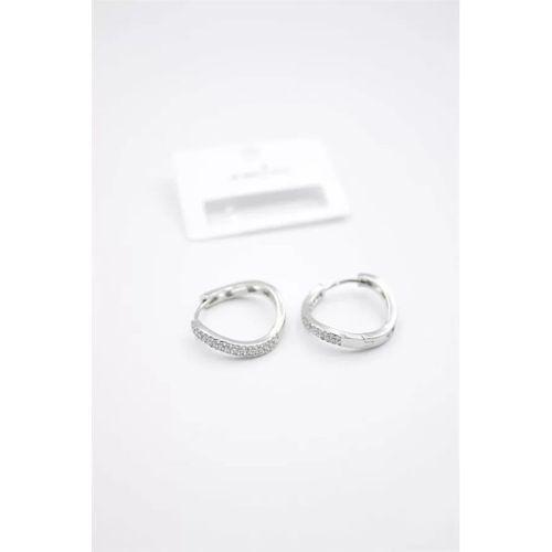 Taşlı Halka Küpe - Gümüş