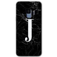 Samsung Galaxy S9 HD Baskılı Kılıf + 9D Tam Ekran Koruyucu - Siyah Mermer Desenli J Harfi