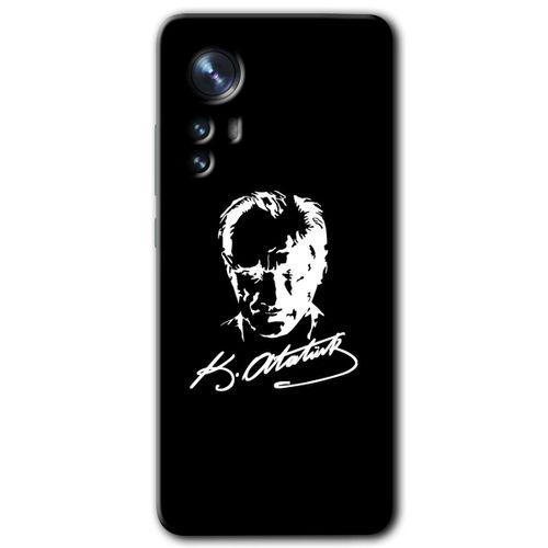 Xiaomi Mi 12 HD Baskılı Kılıf + 9D Tam Ekran Koruyucu - Atatürk Silüet İmza