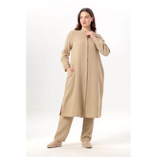 Uzun Kol Yaren Hakim Yaka Yazlık Müslin Tunik Vizon Vzn