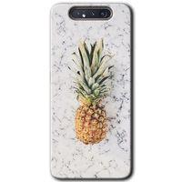 Samsung Galaxy A80 Kılıf Baskılı Kapak - Ananas + 5D Tam Kaplayan Cam
