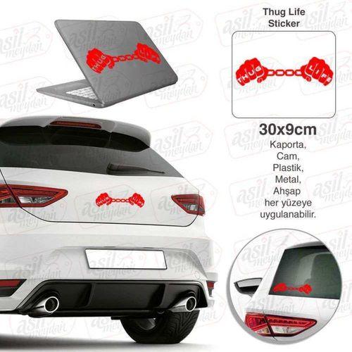 Thug Life Zincir Eller Kırmızı Sticker Araba, Araç, Oto Etiket, Aksesuar, Tuning, Modifiye, Arma