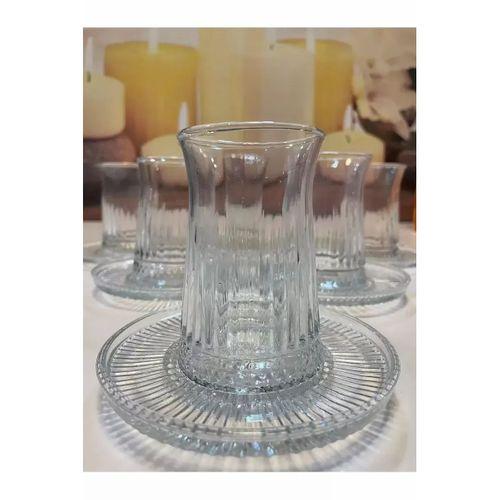 Müge 6'lı Cam Çay Tabağı Çay Tabak Altlığı Royaleks-TG-2023