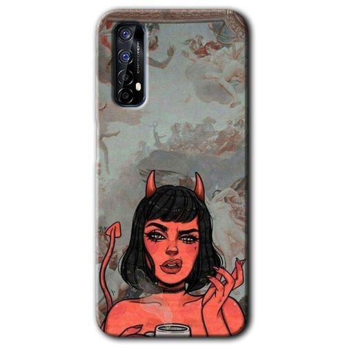 Realme 7 Kılıf HD Desen Baskılı Arka Kapak + Temperli Cam - Devil Girl