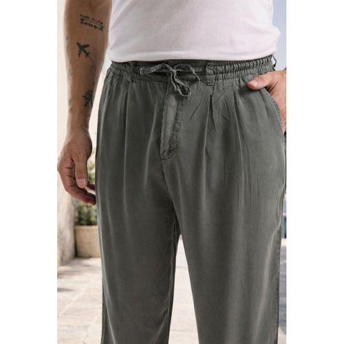 Magnus Tensel Kumaş Relaxed Fit Beli Lastikli Yazlık Erkek Pantolon - Çam Yeşili